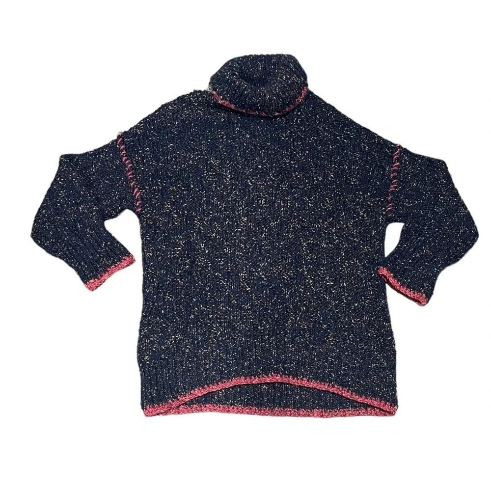 Free People Mohair Blend Flecked Knit Turtleneck Sweater Oversized size XS